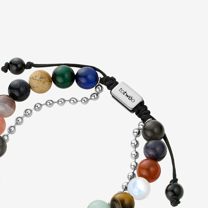 Sun&Moon Touch Bracelets with Solar System Guardian Beads