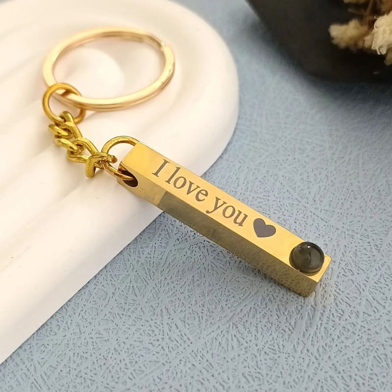 Personalized Text Engraved Photo keychain