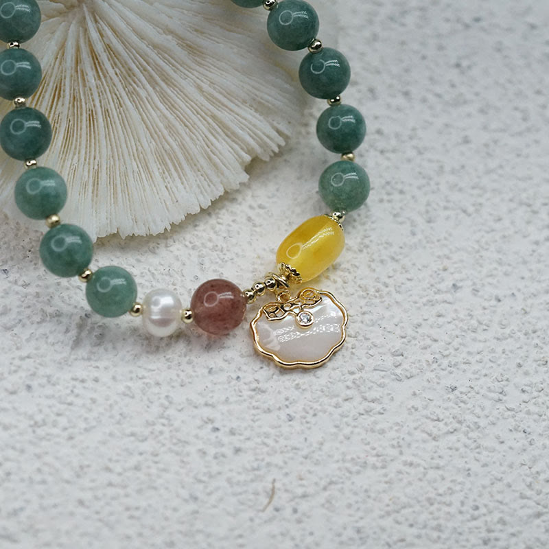 Jade Sea shell Ruyi Lock Luck Bracelet