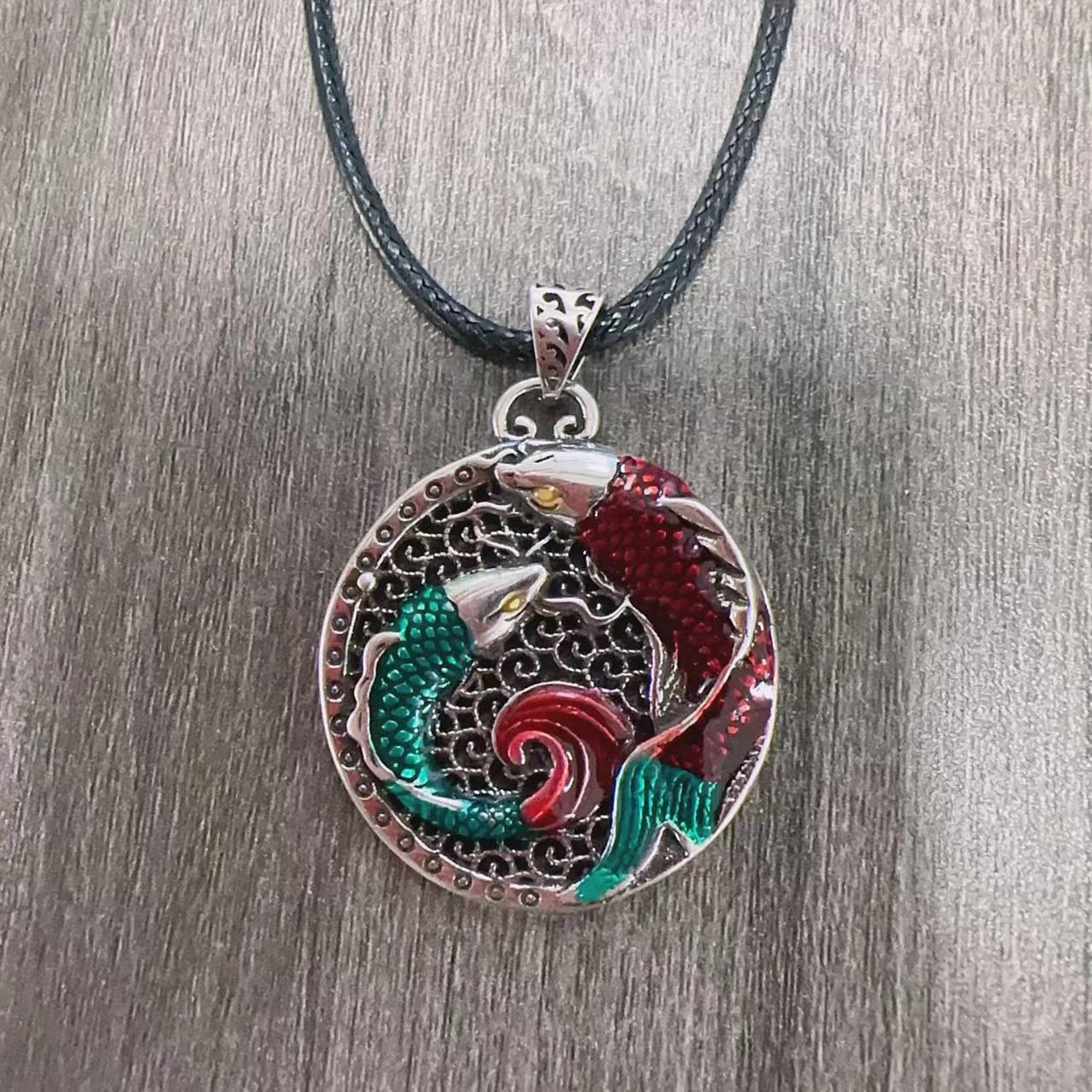 Tibetan Copper Koi Fish Healing Necklace