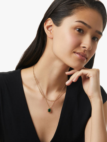 Layered Necklace Set - Temple Green