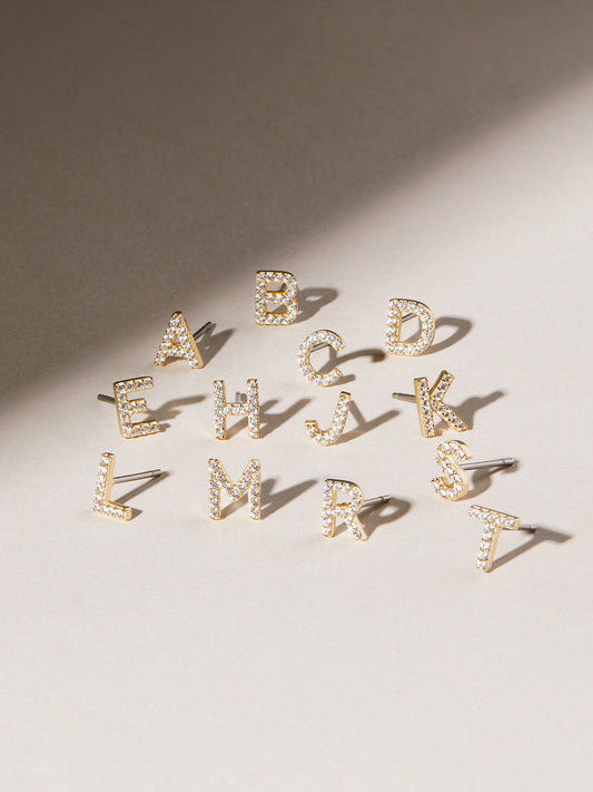 Letter Stud Earring - Single Letter Stud