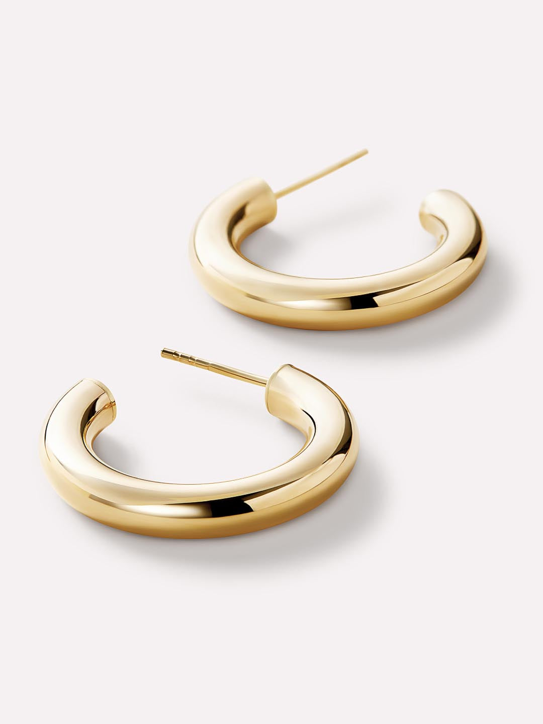 Chunky Gold Hoop Earrings - Gold Bold C-Hoops Medium