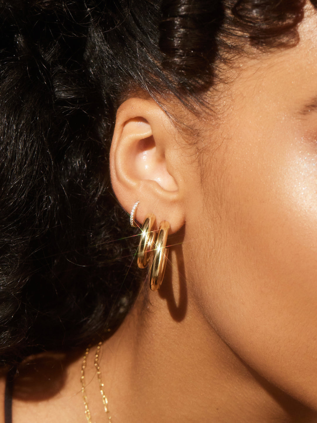 Chunky Gold Hoop Earrings - Gold Bold C-Hoops Medium