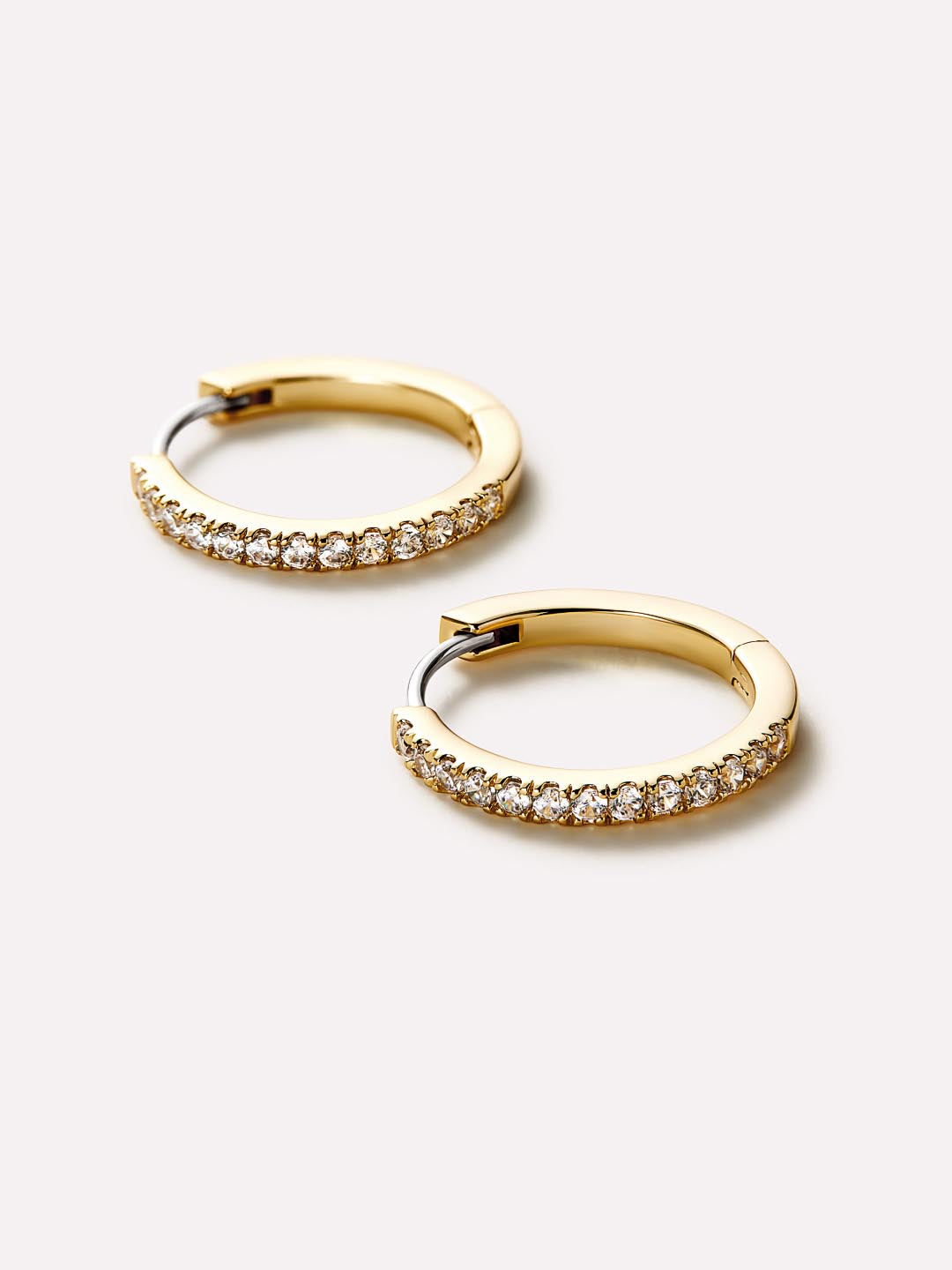 Gold Huggie Hoop Earrings - Pave Huggie Hoops Medium