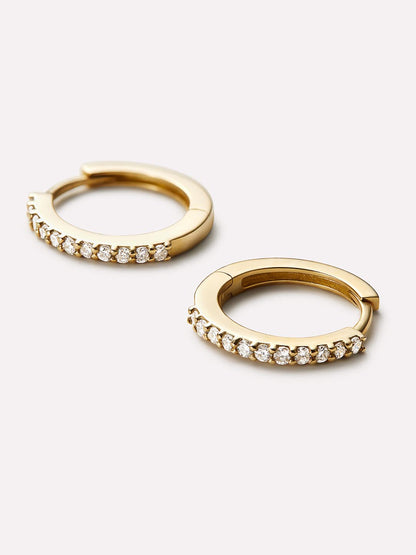 Diamond Huggie Earrings - Gold Diamond Huggie Hoops