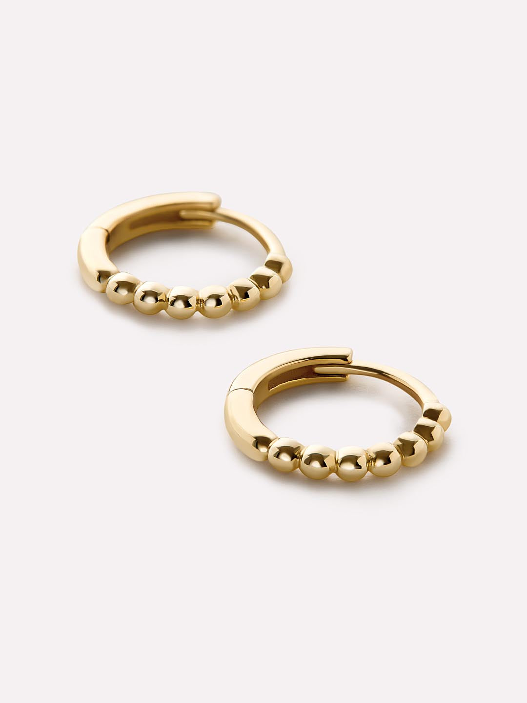 Small Gold Hoop Earrings - Gold Bead Huggie Hoops