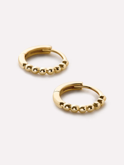 Small Gold Hoop Earrings - Gold Bead Huggie Hoops