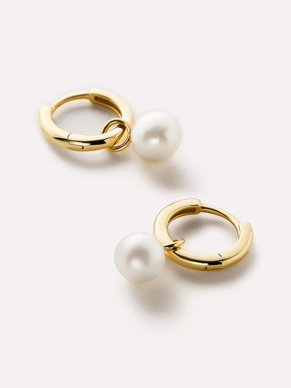 Small Gold Hoop Earrings - Gold Pearl Hoops