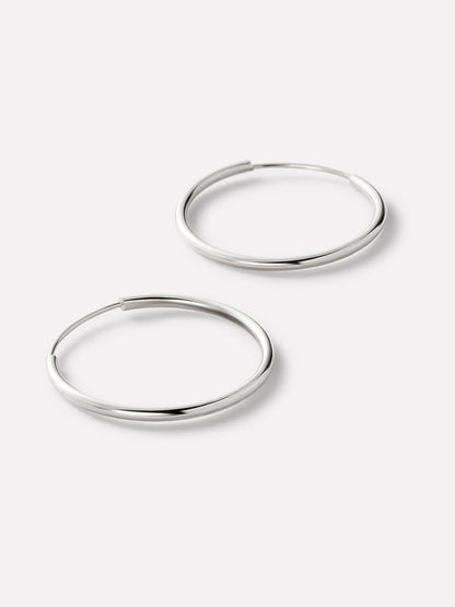 White Gold Hoop Earrings - White Gold Slim Hoops Medium