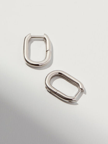 Sterling Silver Elongated Mini Hoops - Rox Mini Silver