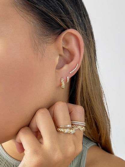 Twisted Hoop Earrings - Paris Small Pave