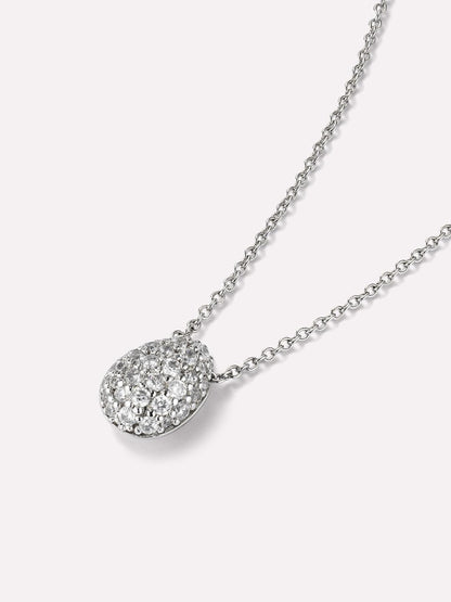 Silver Necklace - Pebble Mini Silver Pave