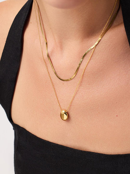 Gold Pendant Necklace - Pebble Mini