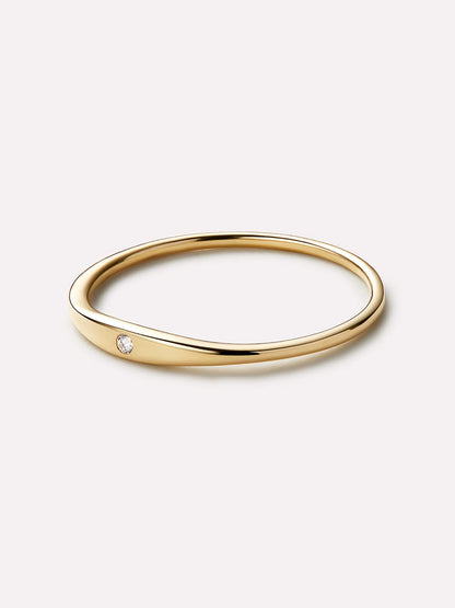 Gold Band Ring - Gold Diamond Signet Ring