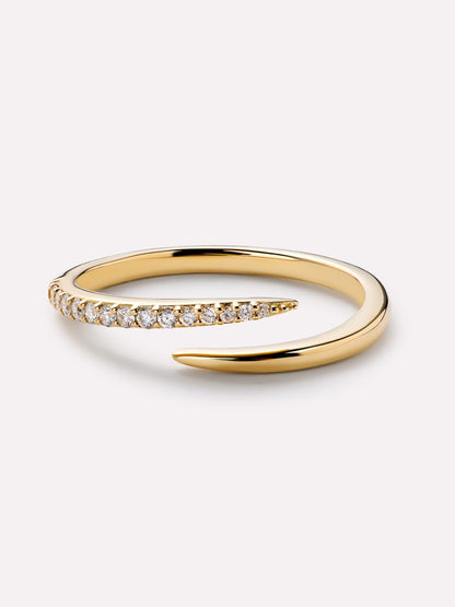 Gold Band Ring - Diamond Bypass Ring