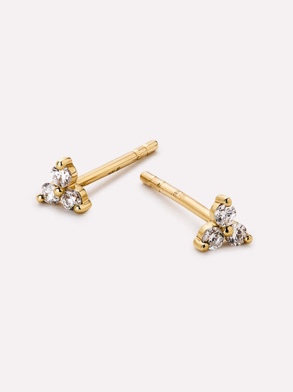 Gold Stud Earrings - Diamond Trefoil Studs