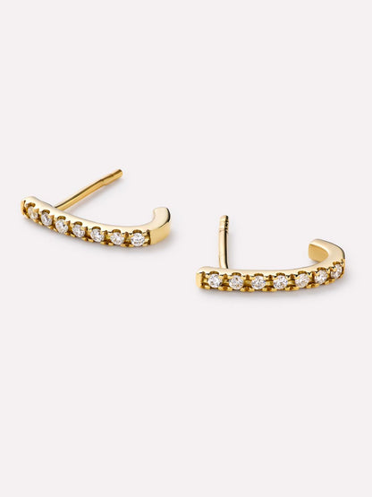 Gold Stud Earrings - Diamond Huggie Stud Earrings