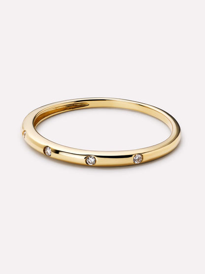 Gold Band Ring - Diamond Station Ring