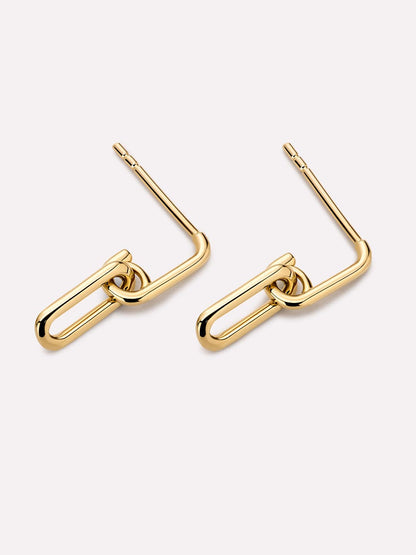 Solid Yellow Gold - Oval Links Drop Earrings