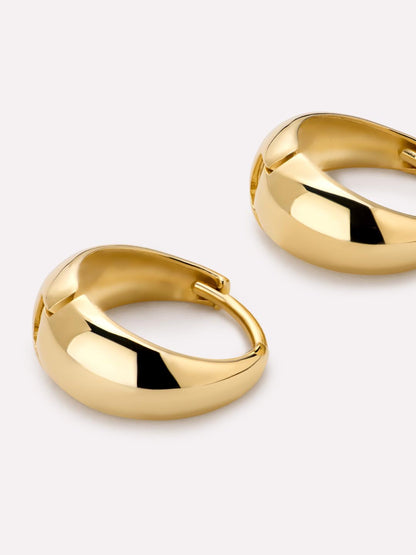 Solid Yellow Gold - Tapered Mini Huggie Hoops