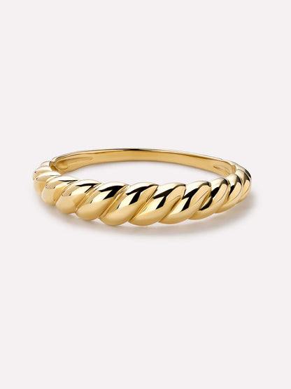 Solid Yellow Gold - Dome Rope Ring