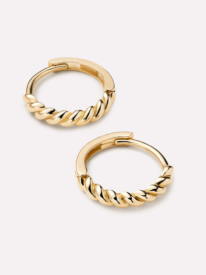 Solid Yellow Gold - Gold Twist Hoops Small