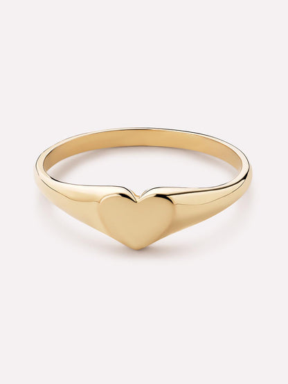 Solid Yellow Gold - Heart Signet Ring