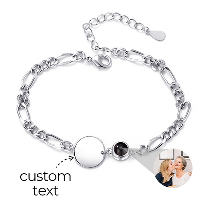 Custom Engraved Photo Projection Bracelet With Chopin Chain