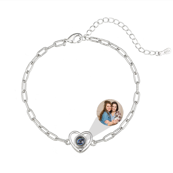 Heart Paperclip Bracelet with Photo Inside