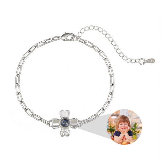 Personalized Four Leaf Clover Bracelet With Photo Inside