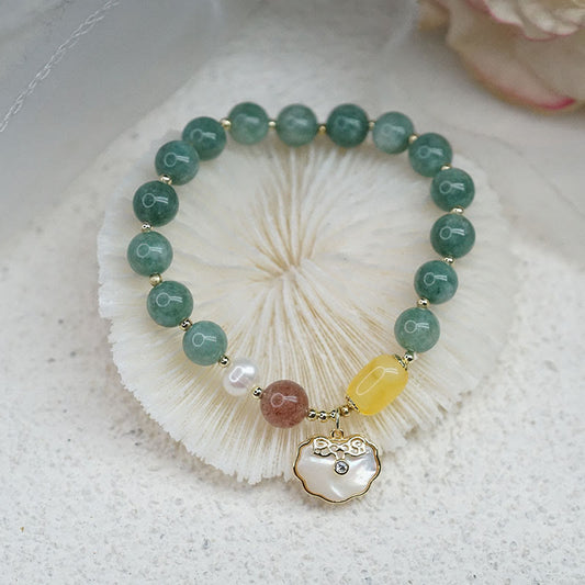 Jade Sea shell Ruyi Lock Luck Bracelet