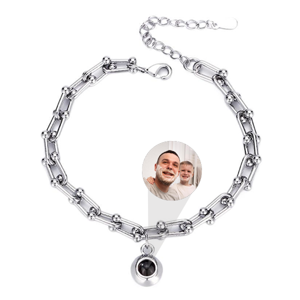 Personalized U-lock Bracelet With Photo Pendant