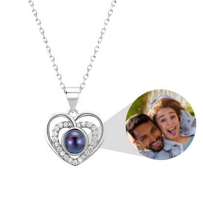 Custom Double Heart Necklace With Photo Inside