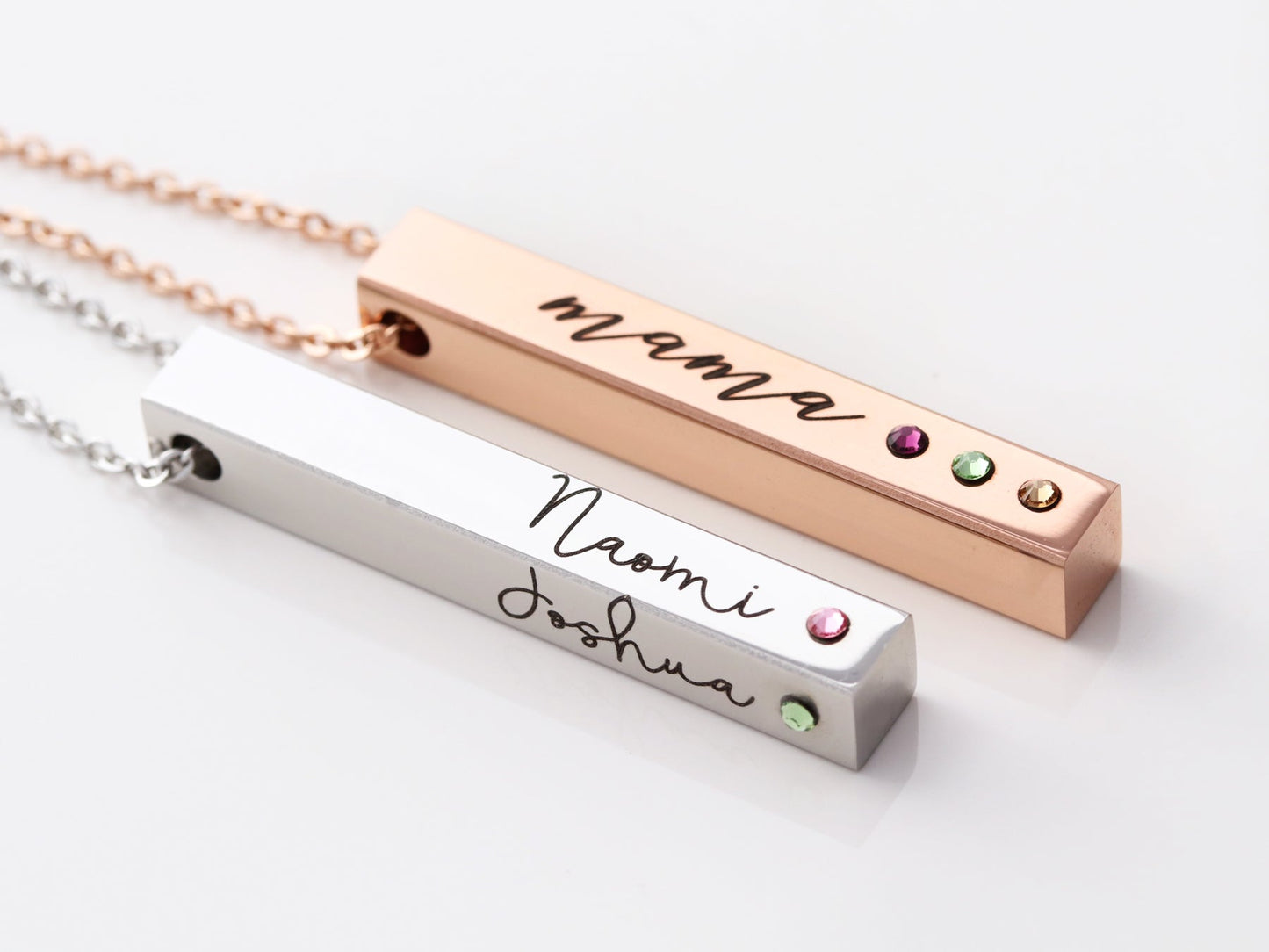 4 Sided Birthstone Bar Necklace