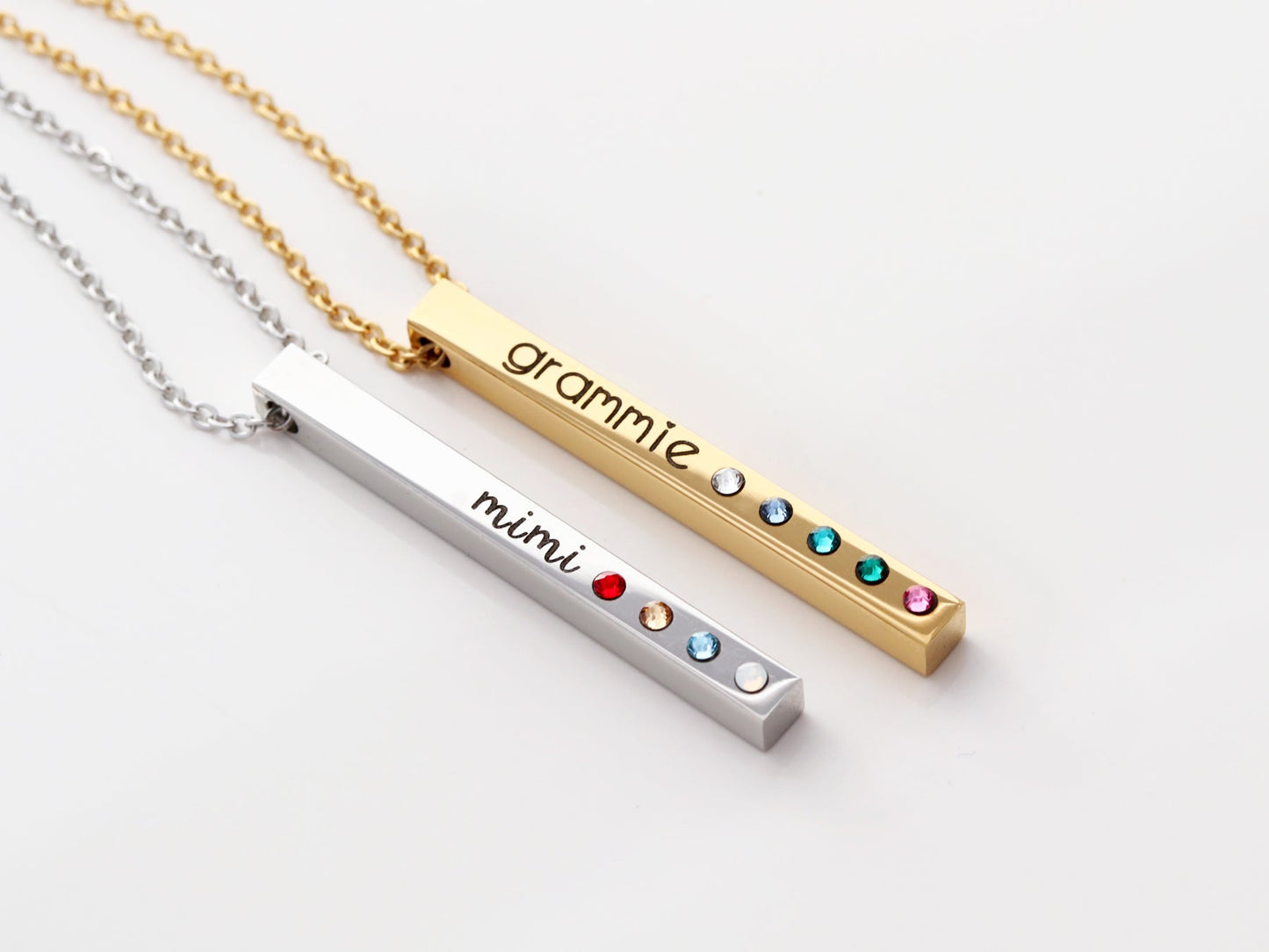 4 Sided Birthstone Bar Necklace