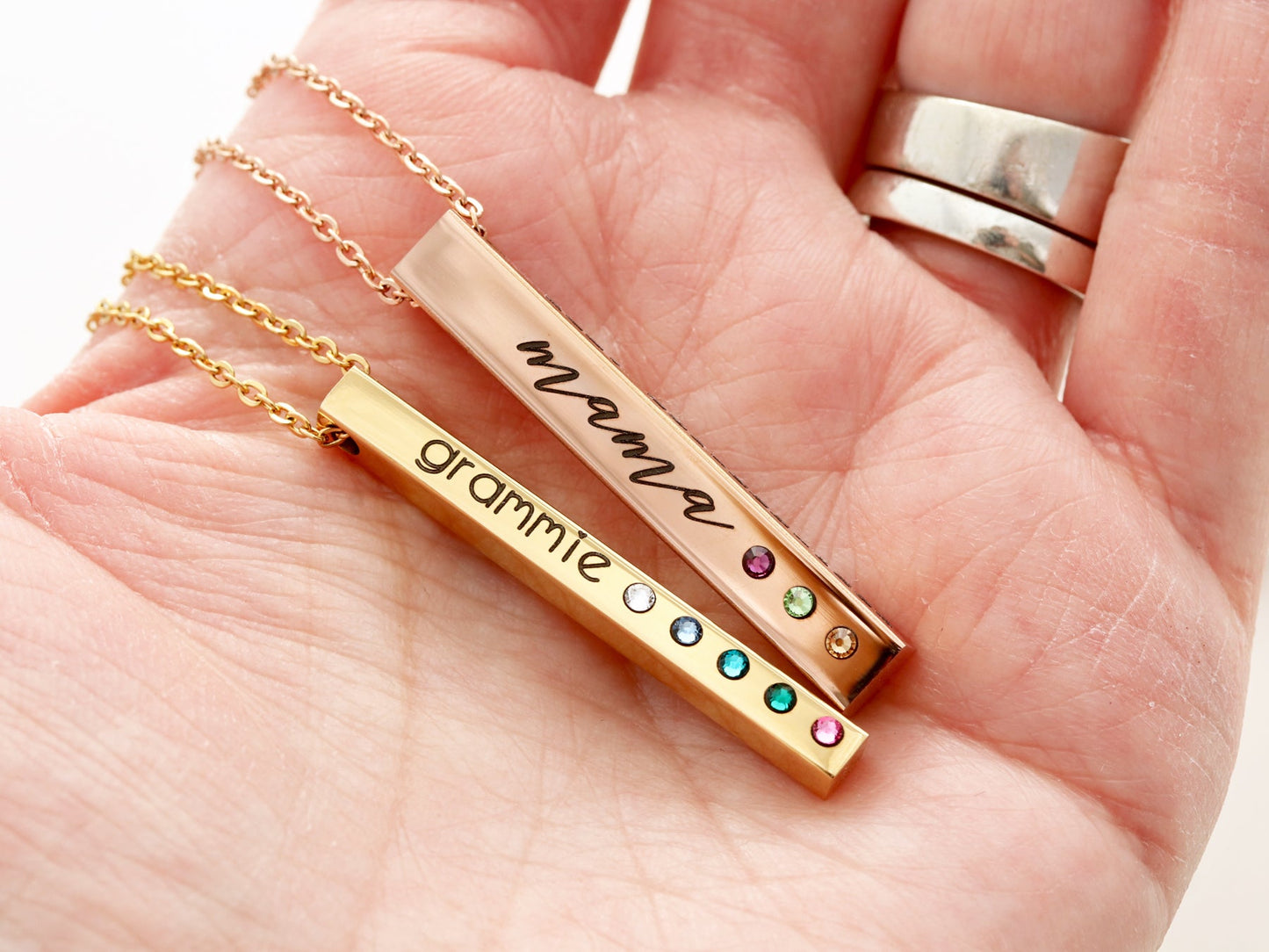 4 Sided Birthstone Bar Necklace