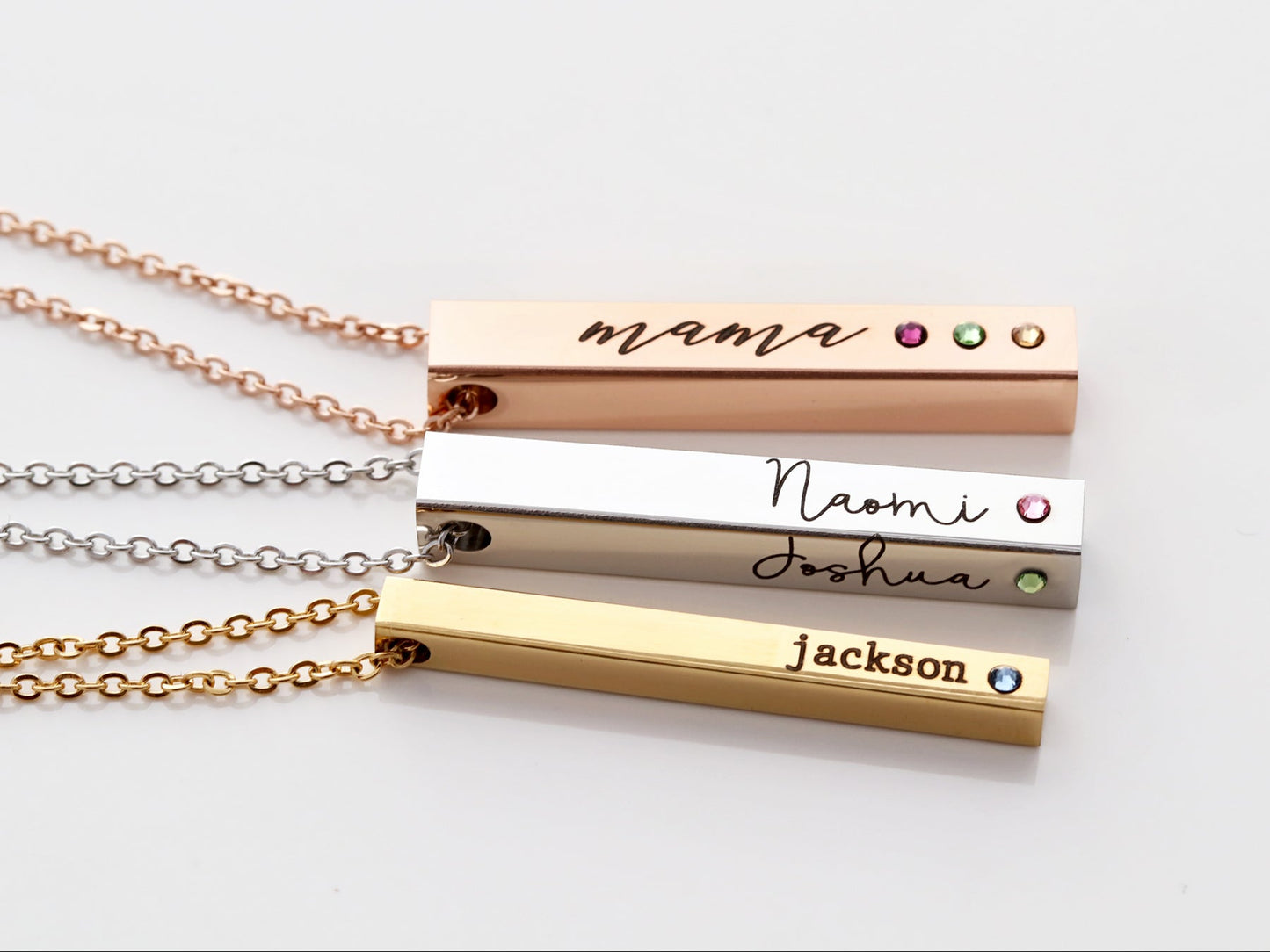 4 Sided Birthstone Bar Necklace