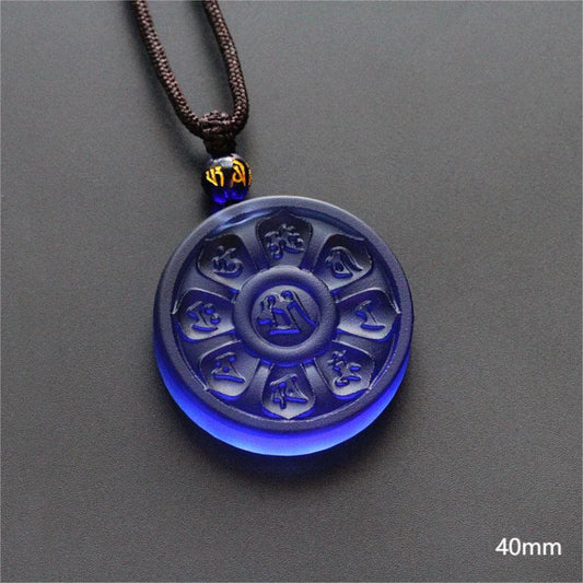 Buddha Stones Liuli Manjusri Lotus Enlightenment Necklace