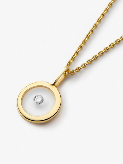 Gold Pendant - Floating Diamond Charm