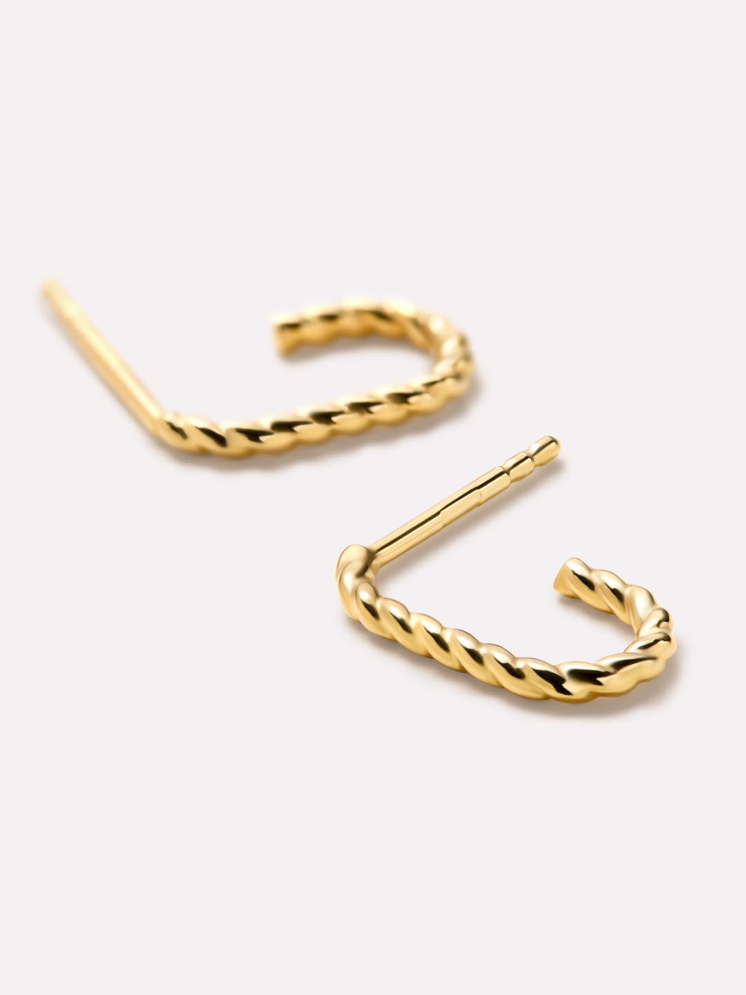 Gold Hoop Earrings - Gold Oval Twist Hoops