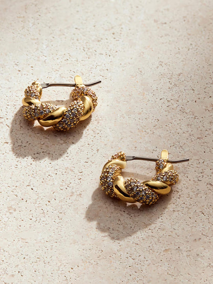 Twisted Hoop Earrings - Paris Small Pave