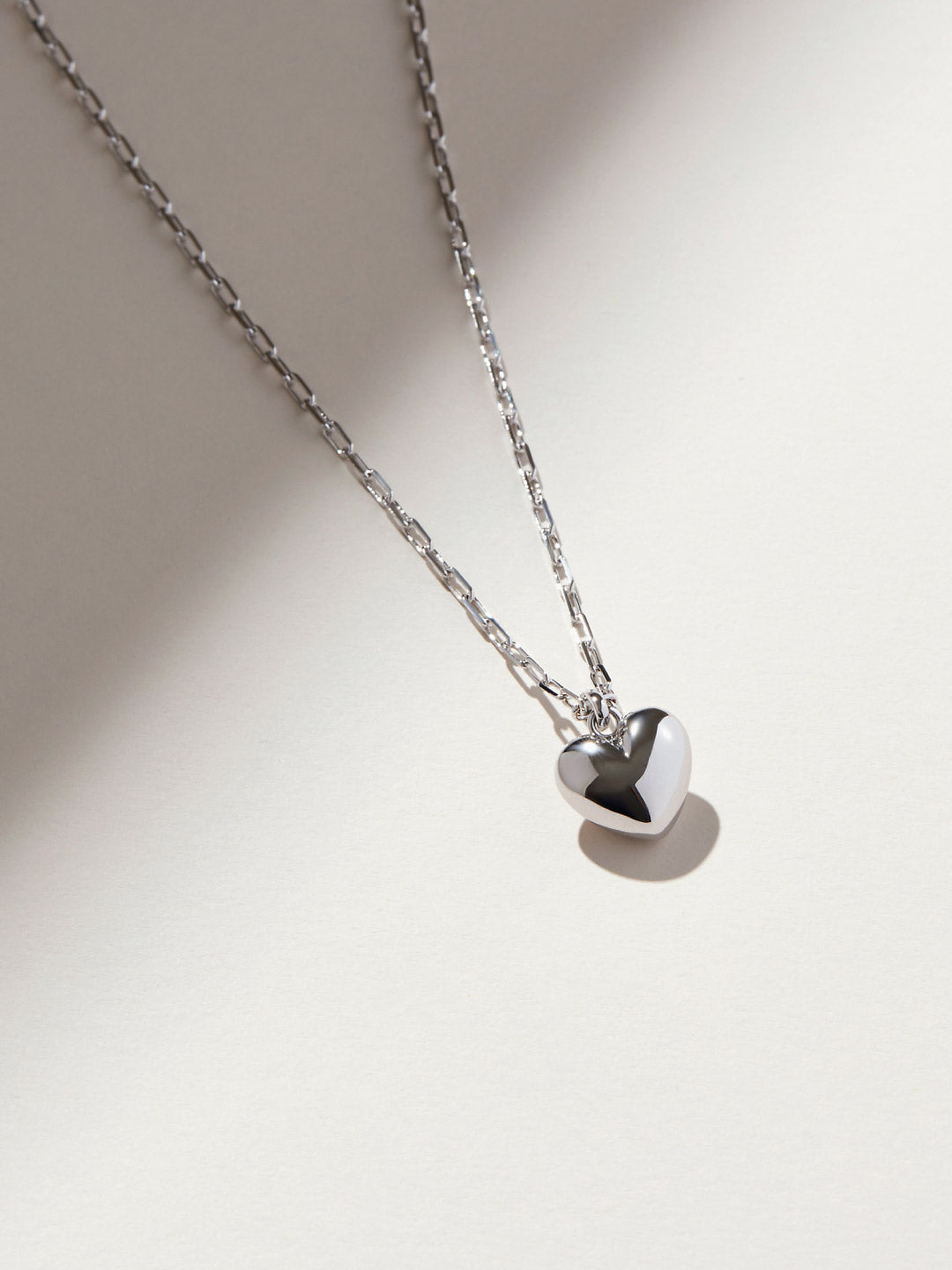 Puffed Heart Necklace - Lev Silver