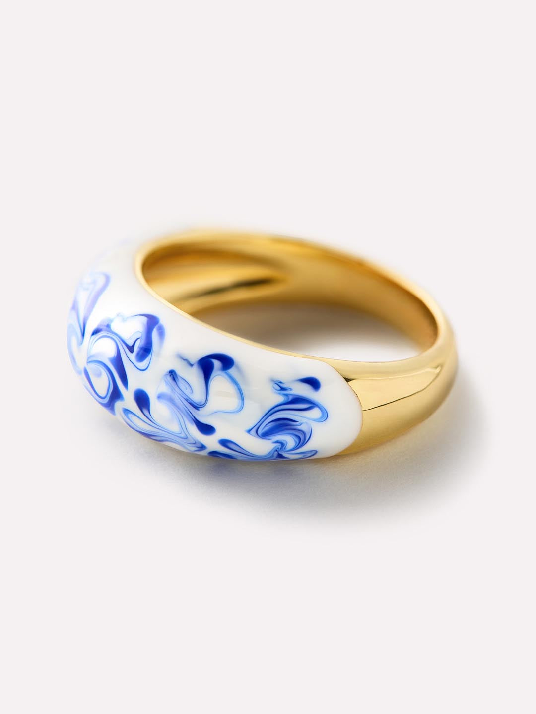 Enamel Ring - Wrenley Marble Blue