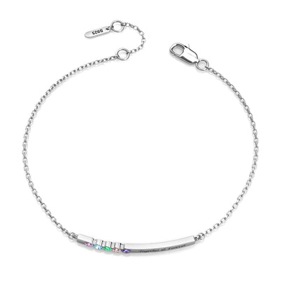 5 Birthstone Bar Bracelet with Engraving