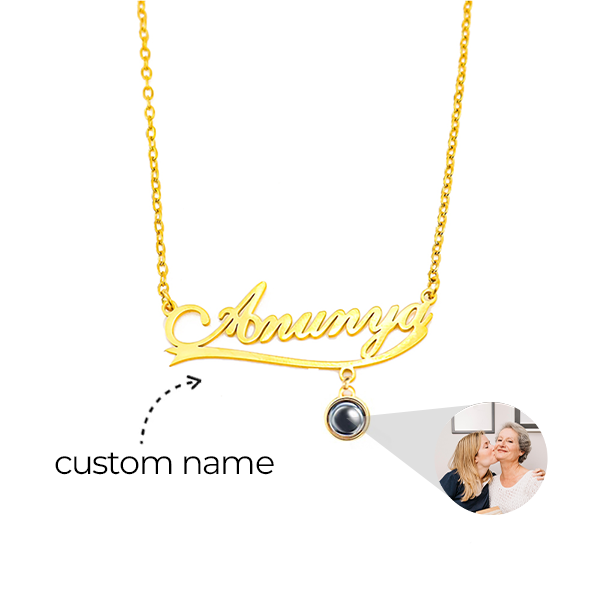 Custom Name Necklace With Photo Pendant