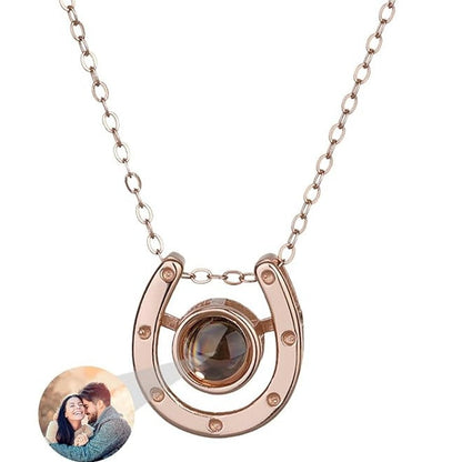 Horseshoe Lucky Charm Projection Necklace