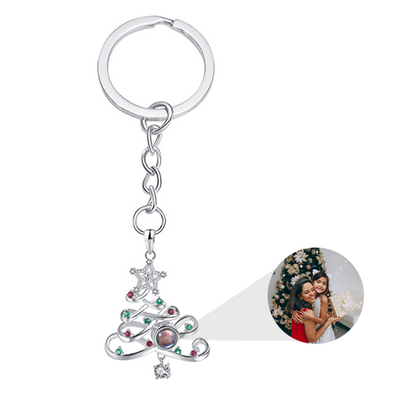 Personalized Christmas Tree Photo Keychain