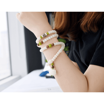 White Jade Bodhi Seed Mala - 108 Beads Bracelet/Necklace