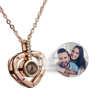 Compass Heart Projection Necklace